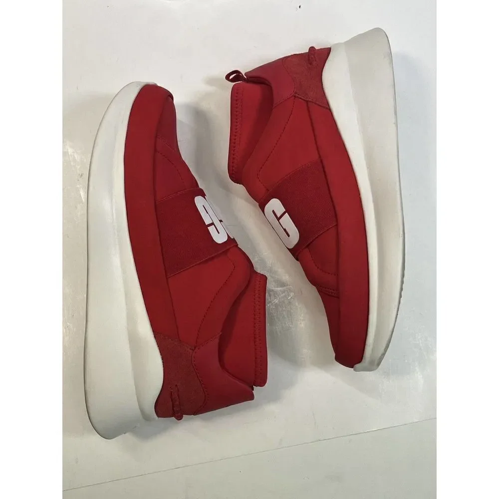 UGG‎ Size 8.5 Sneakers Red White Logo Spell Out Neutra 1095097 Neoprene